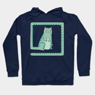 Quirky Green Cat Hoodie